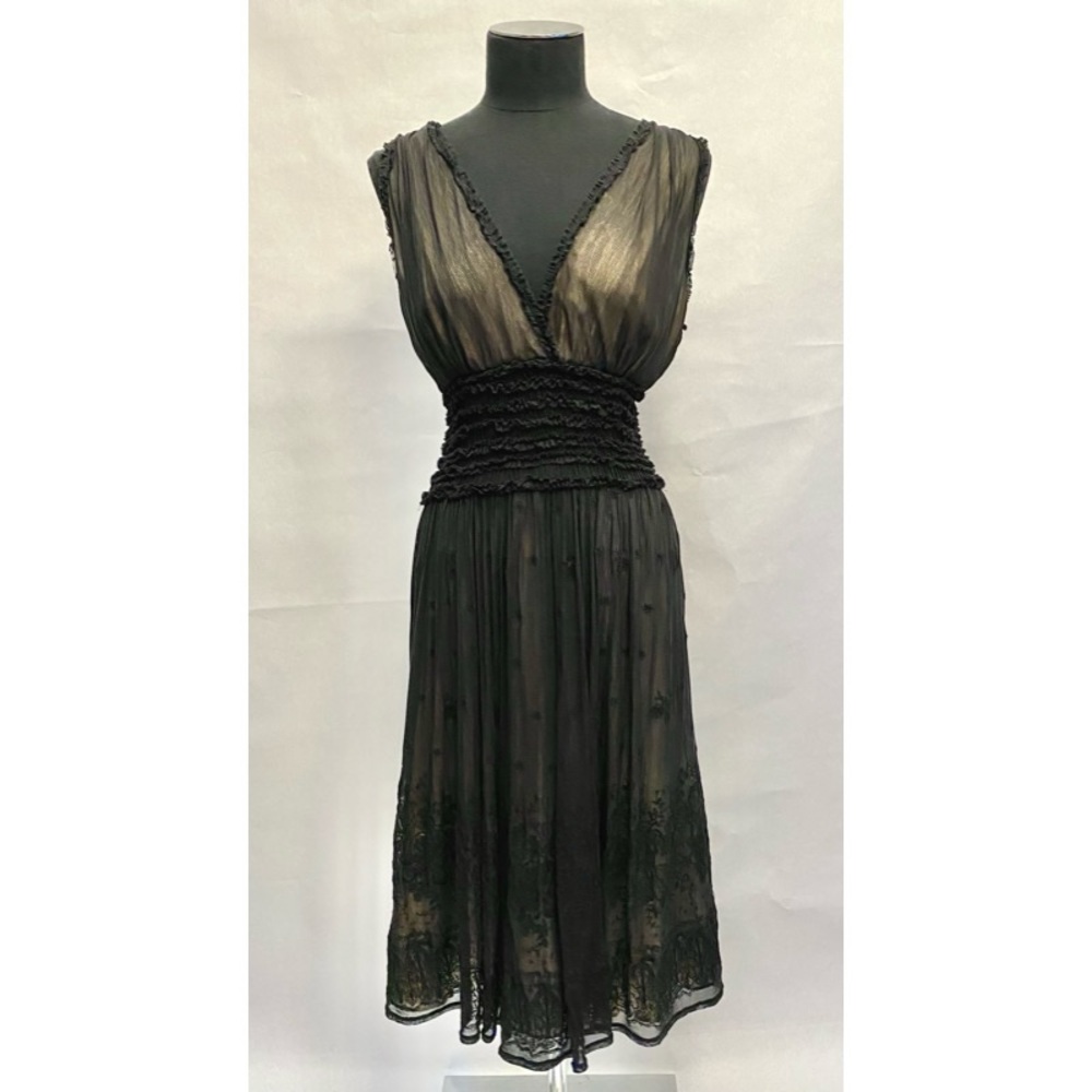 Max Studio Silk Embroidered Lace Midi Dress